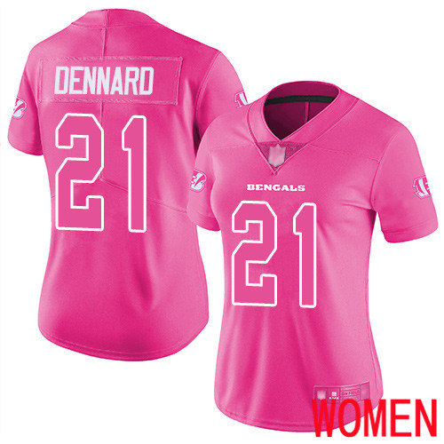 Cincinnati Bengals Limited Pink Women Darqueze Dennard Jersey NFL Footballl #21 Rush Fashion